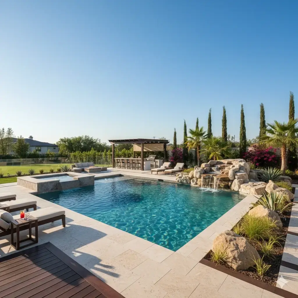Luxury pool area design transformation