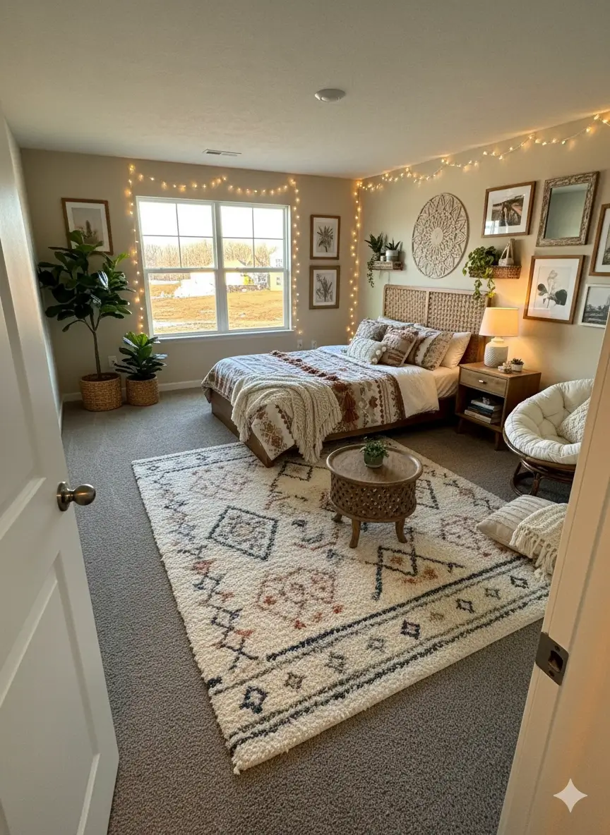 Bohemian style AI interior design - AI Designed